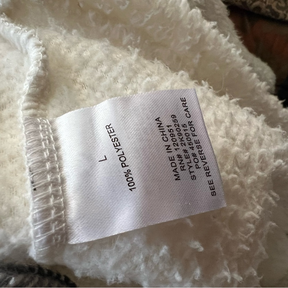 Sherpa Button Up Plaid Trim Button Waist Length S… - image 6